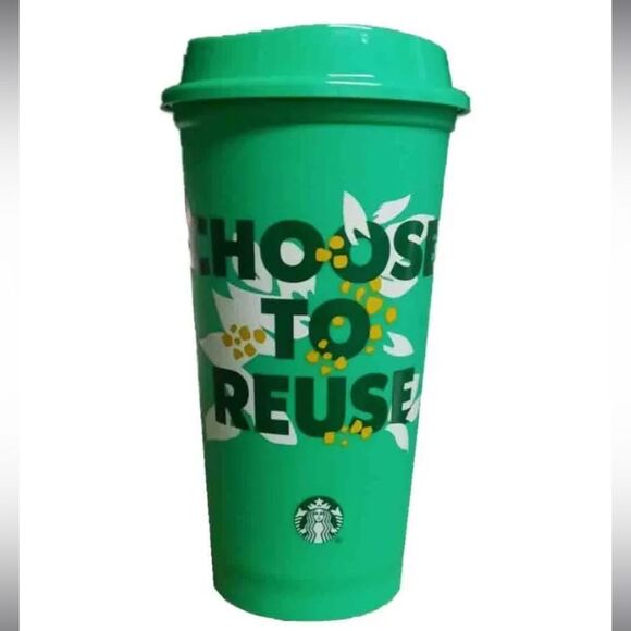 Starbucks Green Reusable Hot Drinking Cup Choose to Reuse Earth Green - Picture 5 of 12